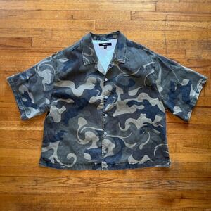 NovaMEN XXL Camo Button Down Camp Shirt Short Sleeve Casual Top Menswear